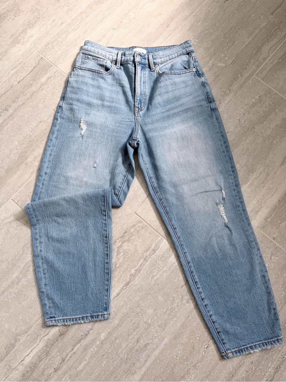 Evereve Womens Jeans Size 29 High Rise Cropped Straight Raw Hem Distressed